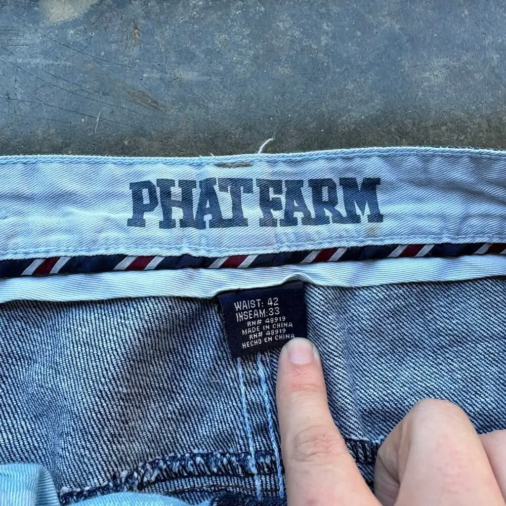 Baggy‎ Vintage Phat Farm Wide Leg Blue Jeans